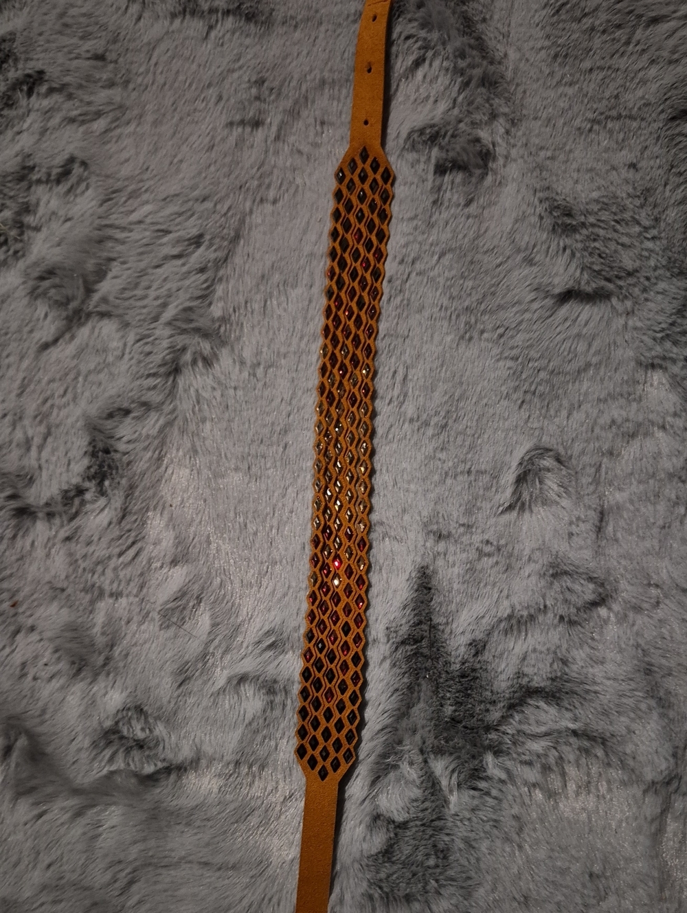 Swarovski Brown Suede Cutout Waist Belt with Gem Accents